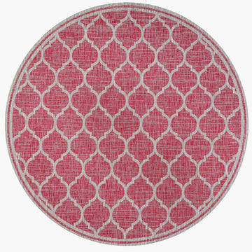 Trebol Moroccan Trellis Textured Weave Indoor/outdoor Round Rug